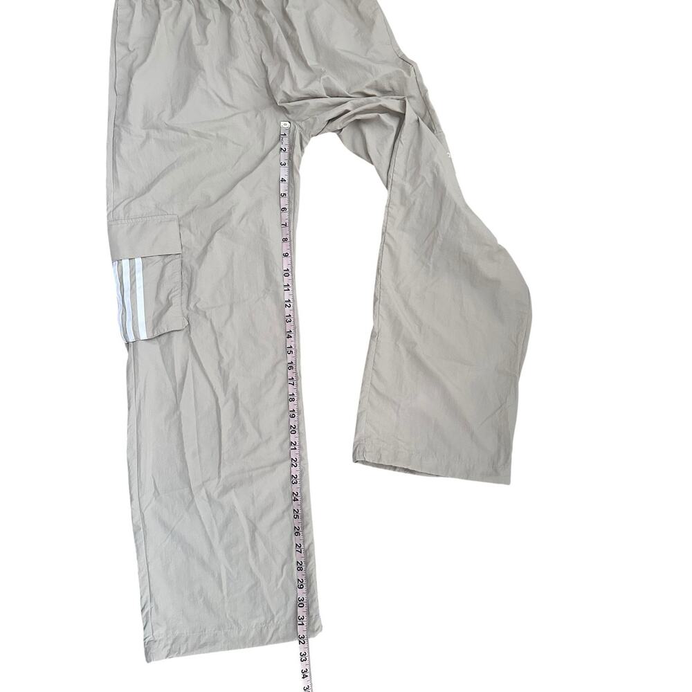 Adidas Women’s Cargo Track Pants Tan 3-Stripe Utility Parachute Pants Large - Picture 10 of 13